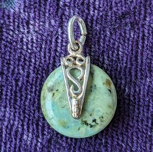 Vintage 925 Sterling Silver Celtic (?) Filigree Pendant With Natural Turquoise